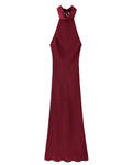 Scarlett Wine Halter Maxi Dress