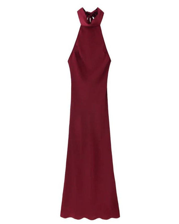 Scarlett Wine Halter Maxi Dress