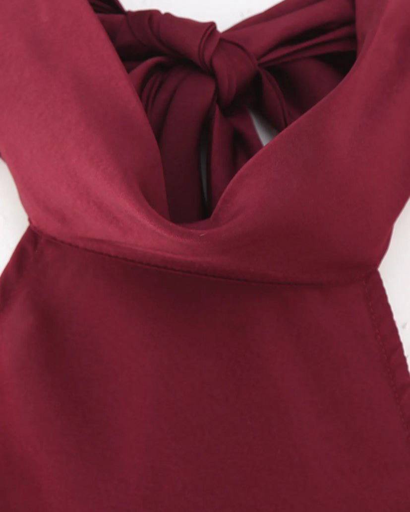 Scarlett Wine Halter Maxi Dress