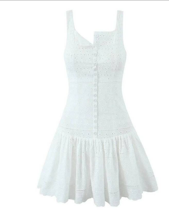Jane White Cotton Eyelet Slip Dress