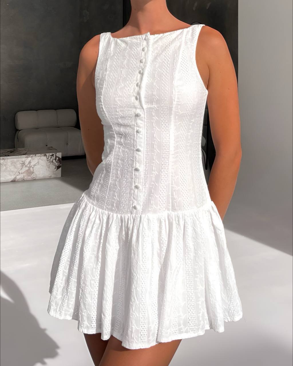 Jane White Cotton Eyelet Slip Dress