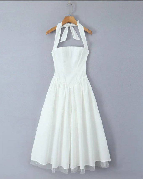Snow Lace Amelia Halter Dress