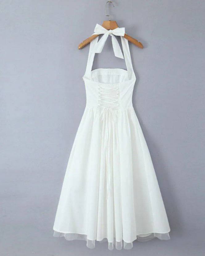 Snow Lace Amelia Halter Dress