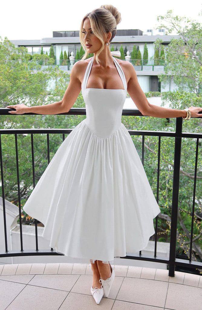 Snow Lace Amelia Halter Dress