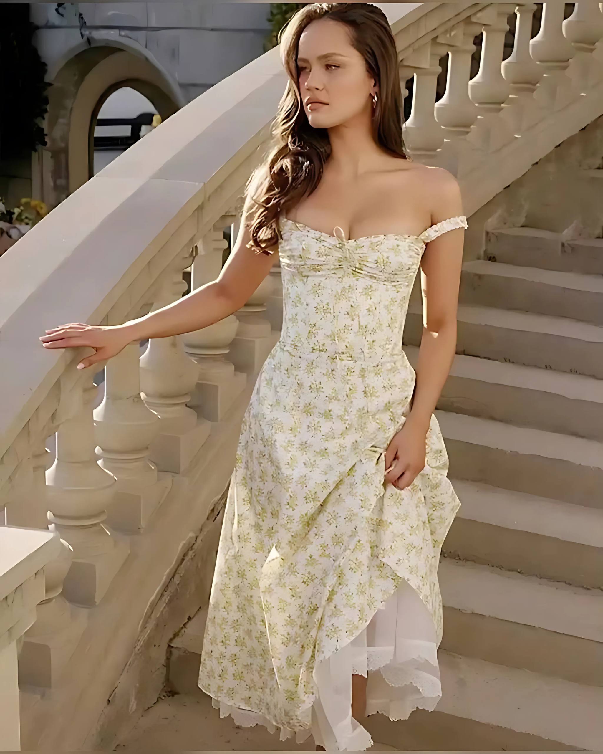 Daphne Lace Up Floral Dress