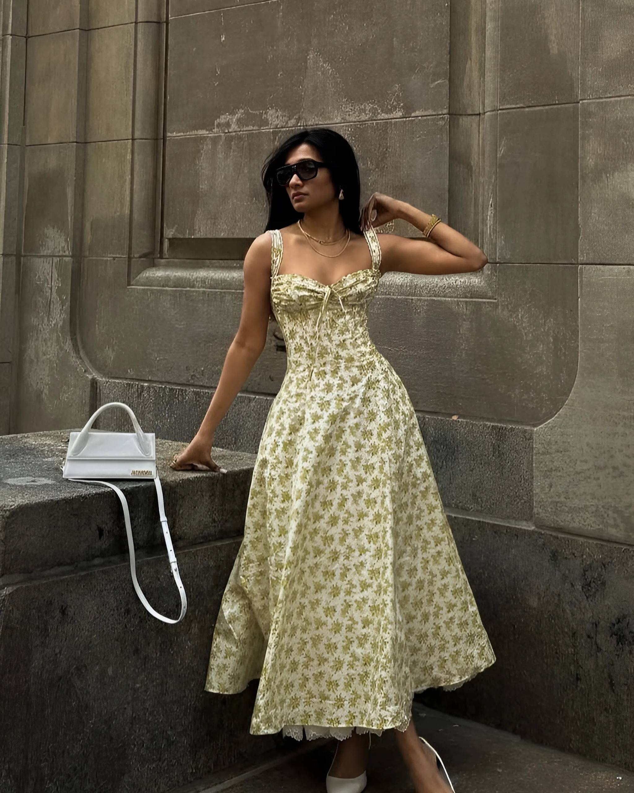 Daphne Lace Up Floral Dress
