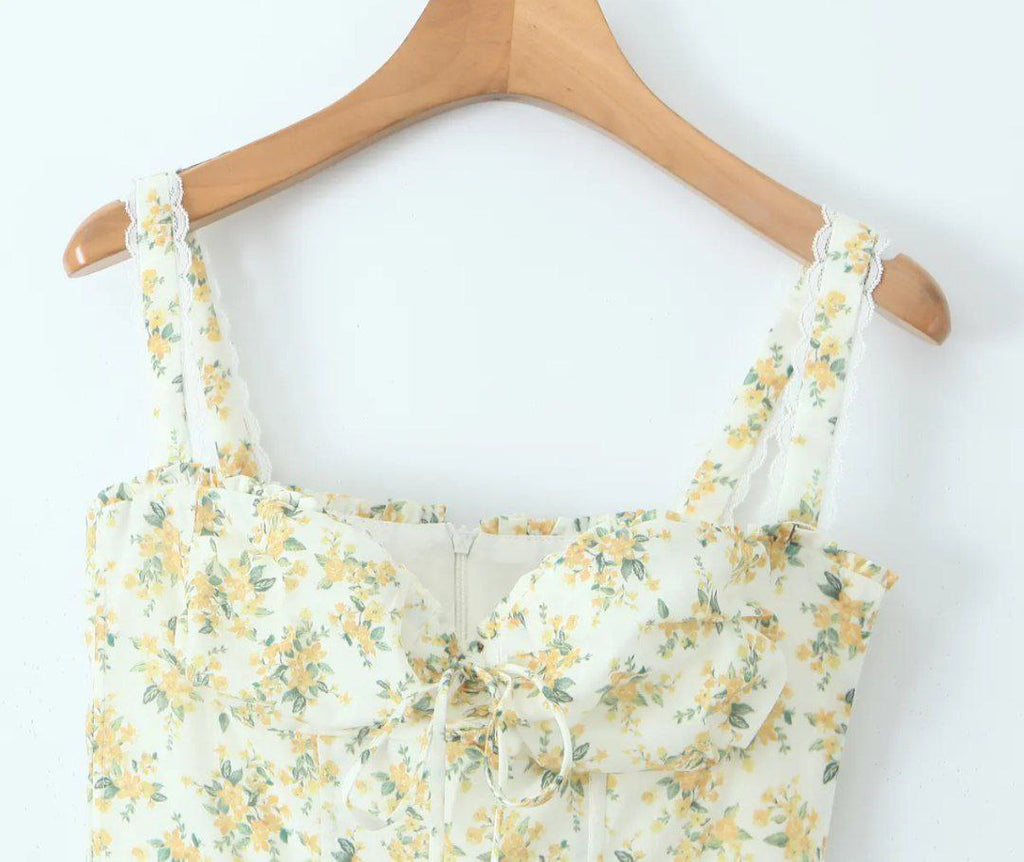 Daphne Lace Up Floral Dress
