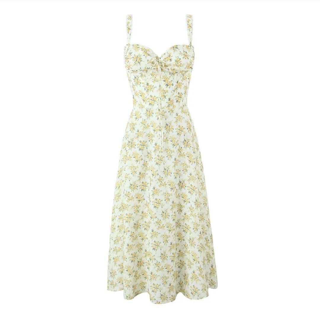 Daphne Lace Up Floral Dress