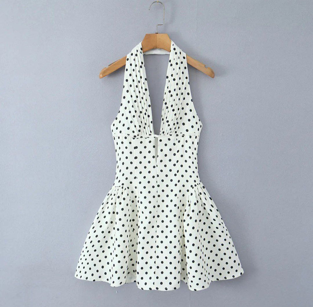 Leah Polka Dot Mini Halter Dress