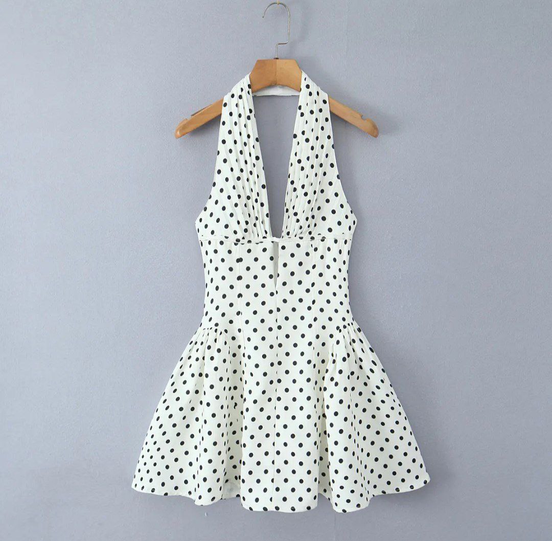 Leah Polka Dot Mini Halter Dress