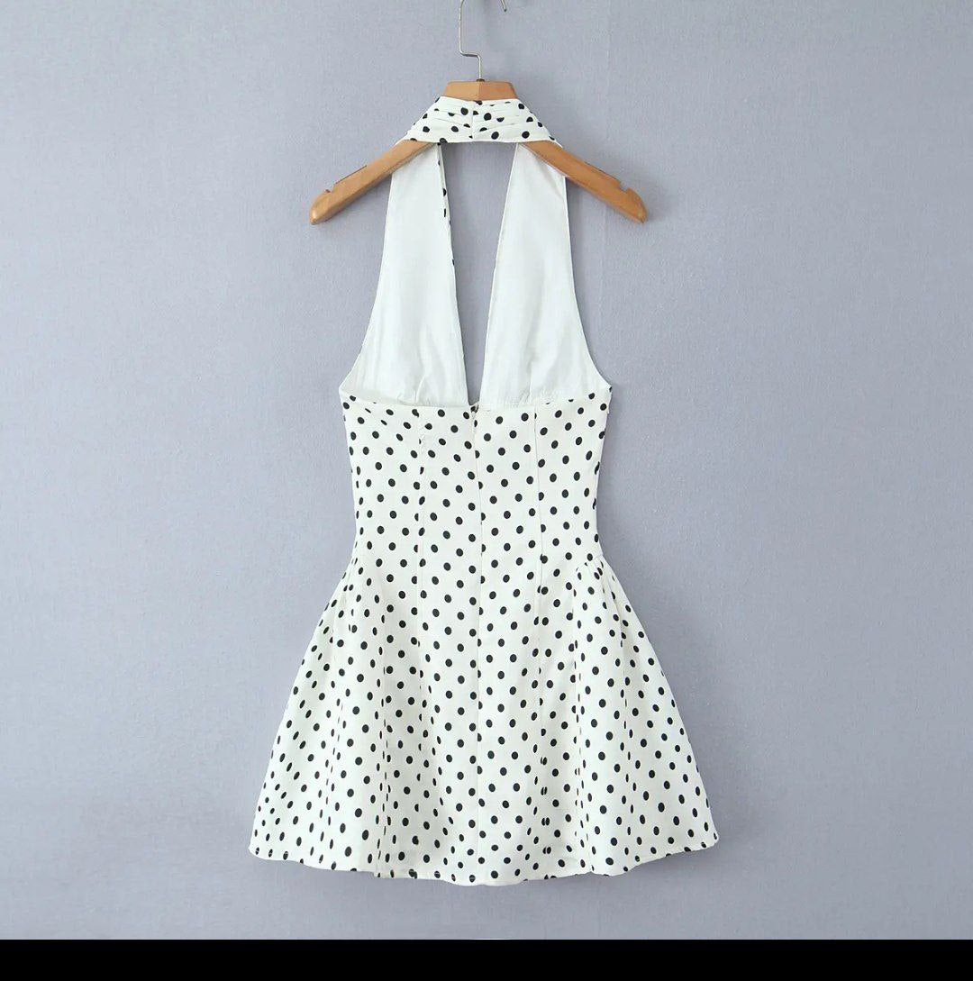 Leah Polka Dot Mini Halter Dress