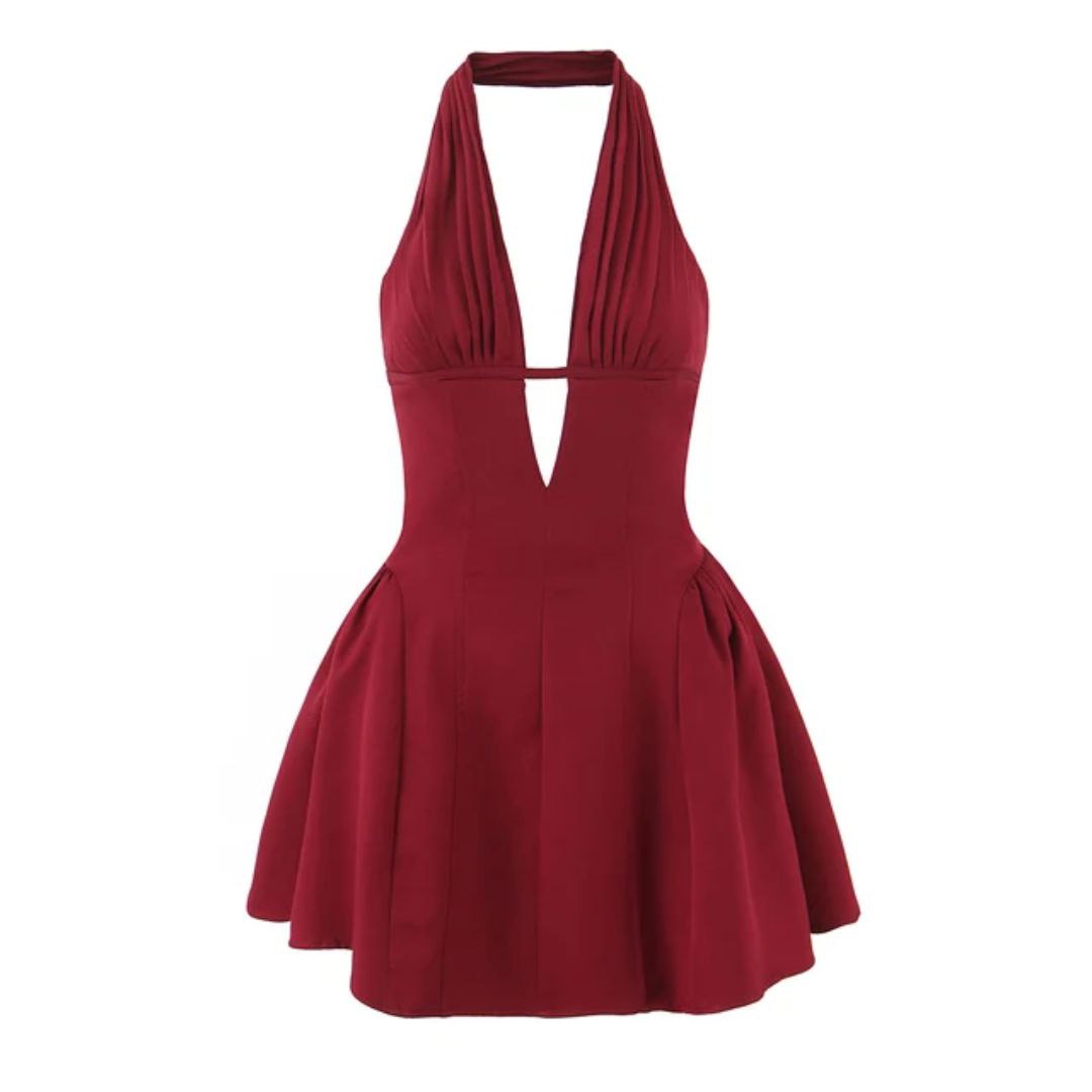 short red halter neck dress Rae Mini – Violette Color:Nile Green Zapaka Women Red Short 04/25 Featuring a deep red