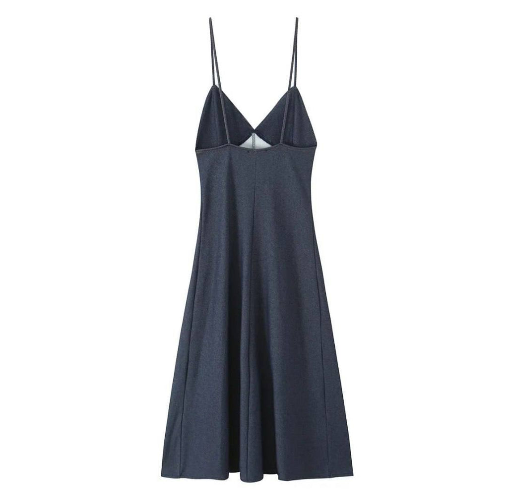 Stella Backless Denim Midi Dress