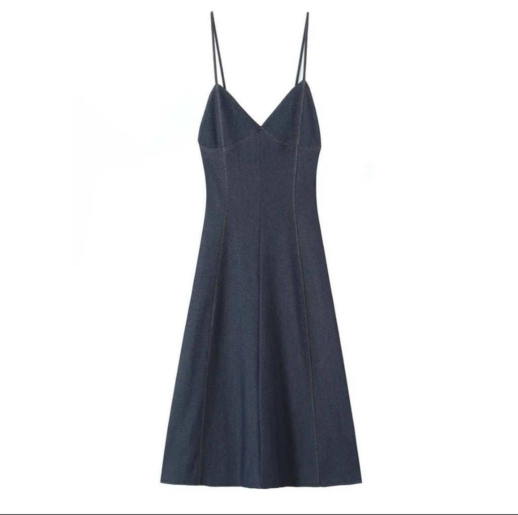 Stella Backless Denim Midi Dress