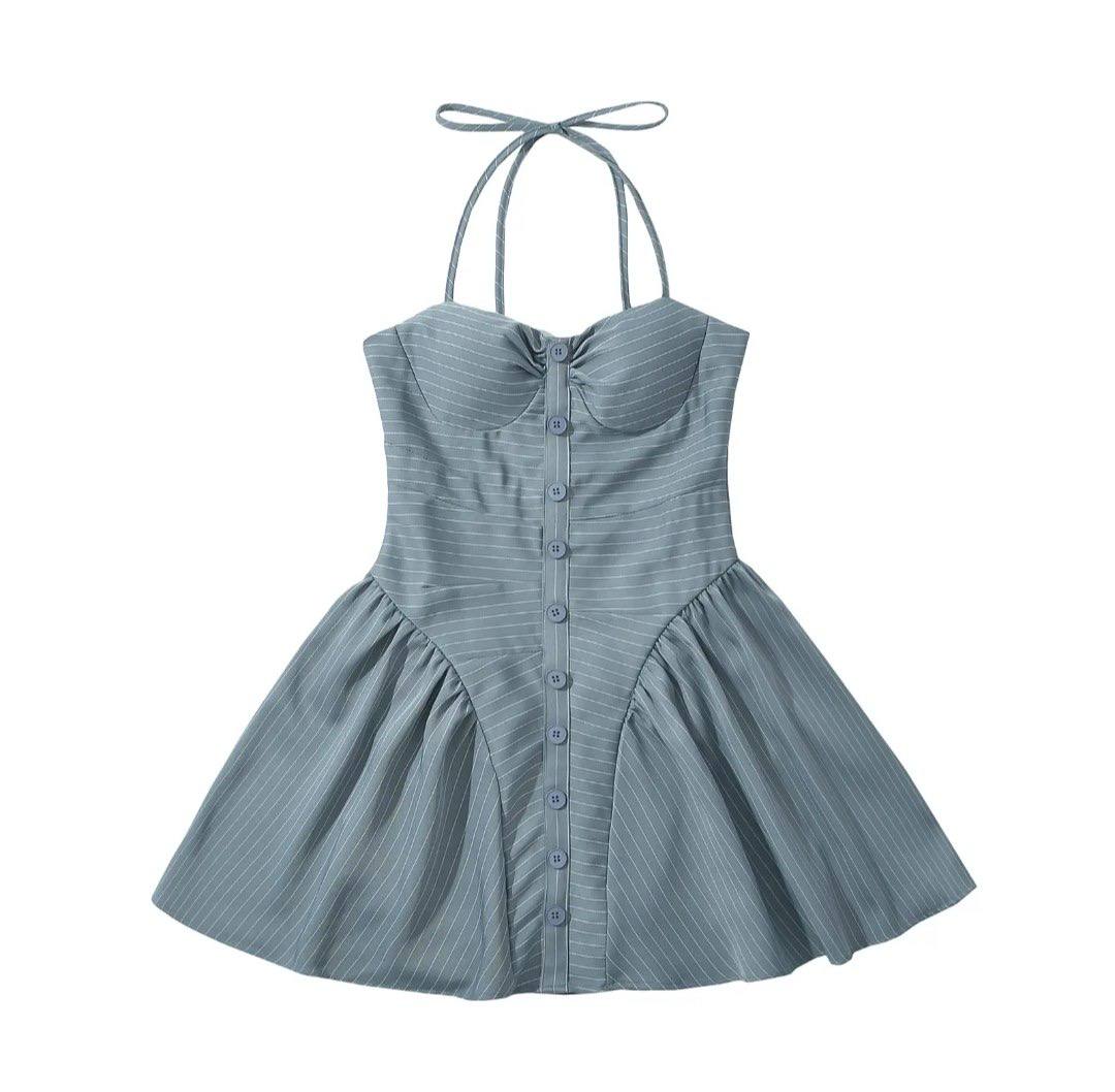 Mia Stripped Halter Mini Dress